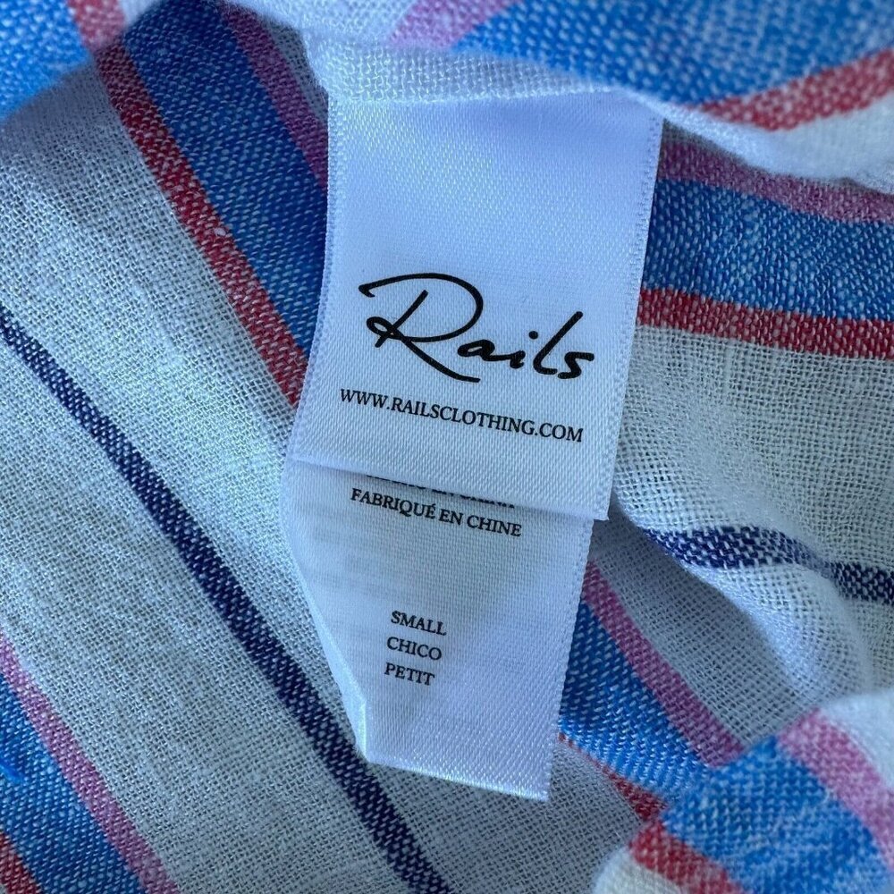 Rails Thea Tahiti Stripe Shirt Size S Cropped‎ Tie Front - Picture 9 of 12